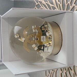 CHANEL Gold and White Snow Globe